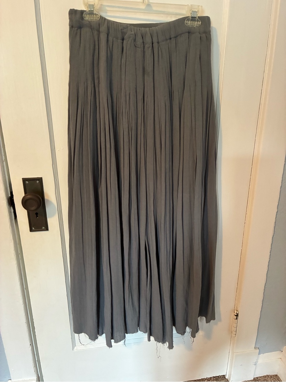 Free People Gray Maxi Skirt with Embroidered Vertical Panels - Picture 2 of 2